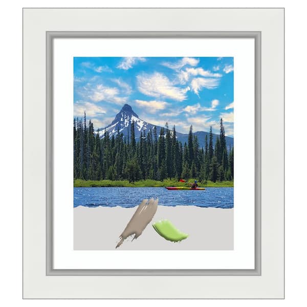 Amanti Art Eva White Silver Picture Frame Opening Size 20 x 24 in. Matted to 16 x 20 in.