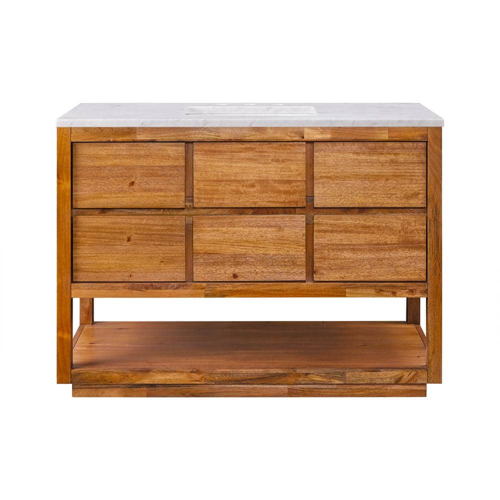 Oakman 48" Mango Wood Single Sink Vanity with Carrara Marble Top