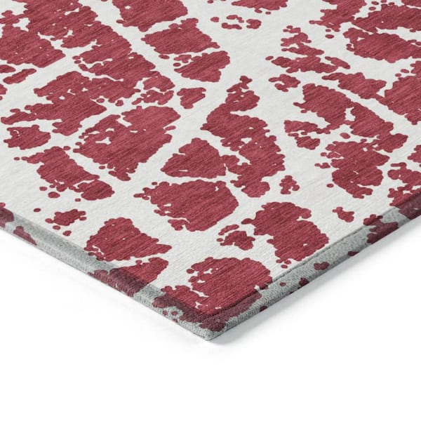 Red 2 ft. x 7 ft. Abstract Indoor / Outdoor Area Rug