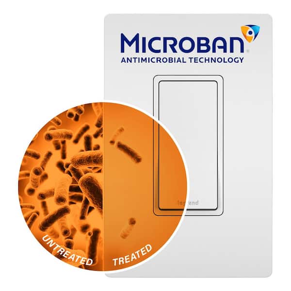 radiant 1-Gang Decorator/Rocker Plastic Screwless Wall Plate with Microban Antimicrobial Protection, White