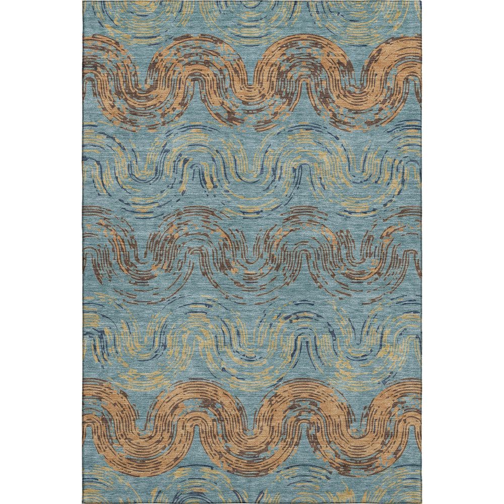 Mayfield Premium Machine Washable Abstract AMF2461 Teal 9 ft. x 12 ft. Area Rug price history on PriceWatchPro