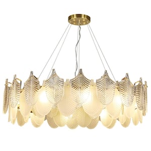 39.3 in. 12-Light Modern Gold Crystal Chandeliers, Luxury Adjustable Crystal Pendant Light for Bedroom, Bulbs Included