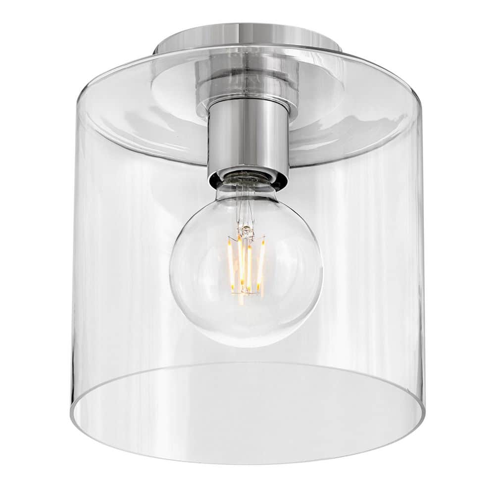 Pippa 8.5" Polished Nickel and Clear Glass Flush Mount Light