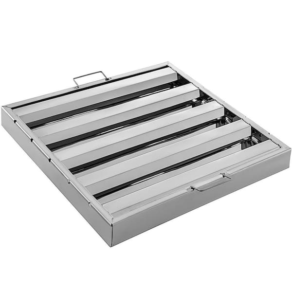 SKYSHALO Pack of 6 Range Hood 19.5 in. W x 19.5 in. H 430 Stainless Steel 4 Grooves Commercial Hood Filters