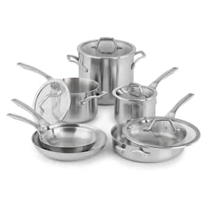 Signature 10-Piece Stainless Steel Cookware Set in Brushed Stainless Steel