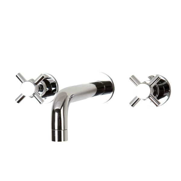 Kingston Brass 2-Handle Wall Mount Bathroom Faucet with Cross Handles in Chrome