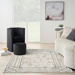 Glam Ivory/Taupe 5 ft. x 7 ft. Abstract Contemporary Area Rug