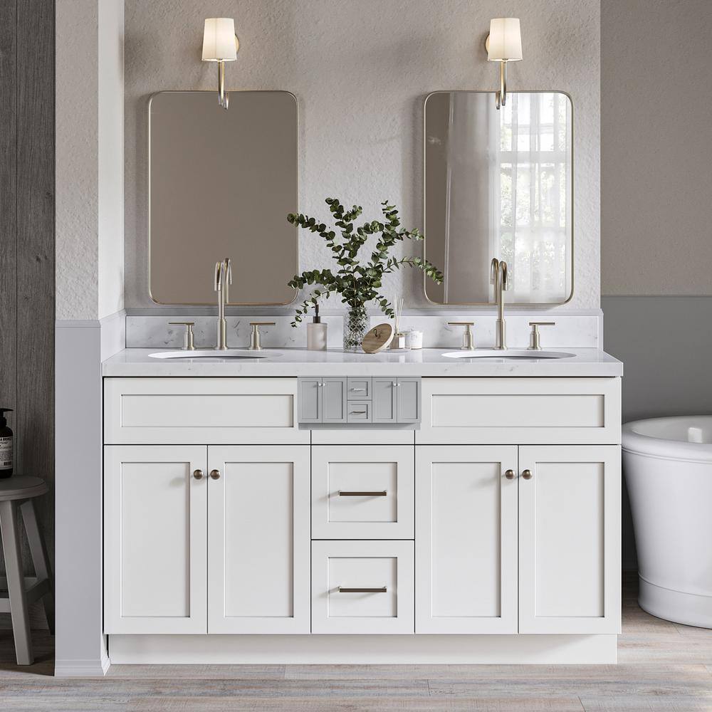 ARIEL Hamlet 60.25 in. W x 22 in. D x 36 in. H Double Sink Freestanding ...