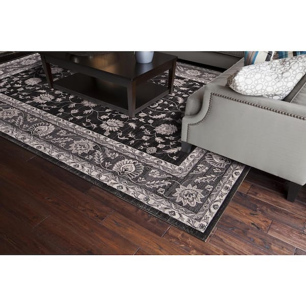 Kashan Mahal Anthracite 7 ft. x 9 ft. Area Rug
