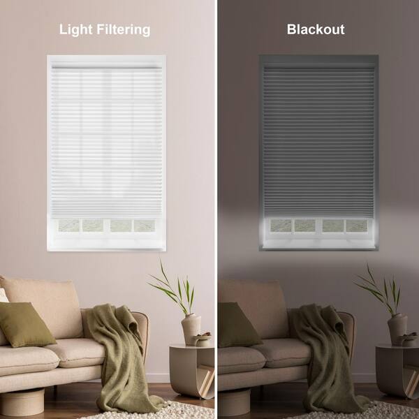 Hampton Bay White Cordless Room Darkening Vinyl Mini Blinds with 1 in.  Slats-34 in. W x 48 in. L (Actual Size 33.5 in. W x 48 in. L)  10793478184255 - The Home Depot