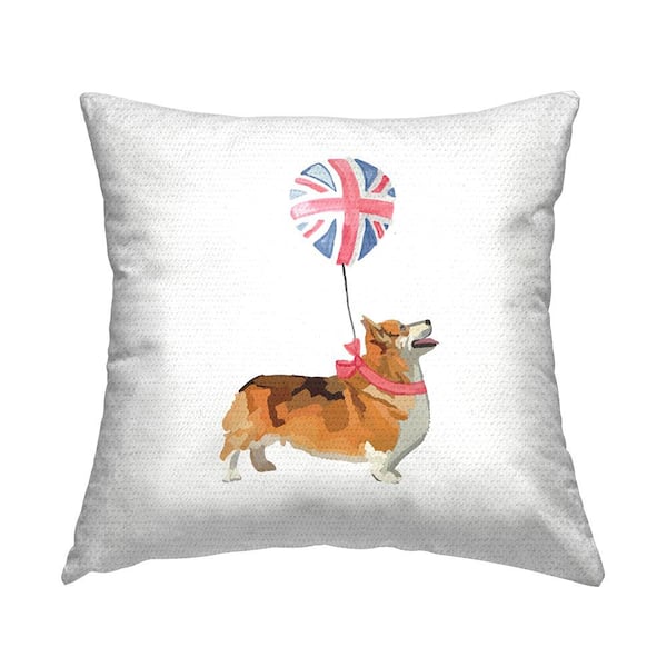 Stupell Industries Royal Corgi Dog Balloon Multi-Color Square Outdoor Throw Pillow