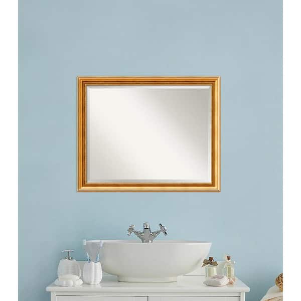 Amanti Art Townhouse 31 in. W x 25 in. H Framed Rectangular Bathroom Vanity Mirror in Gold
