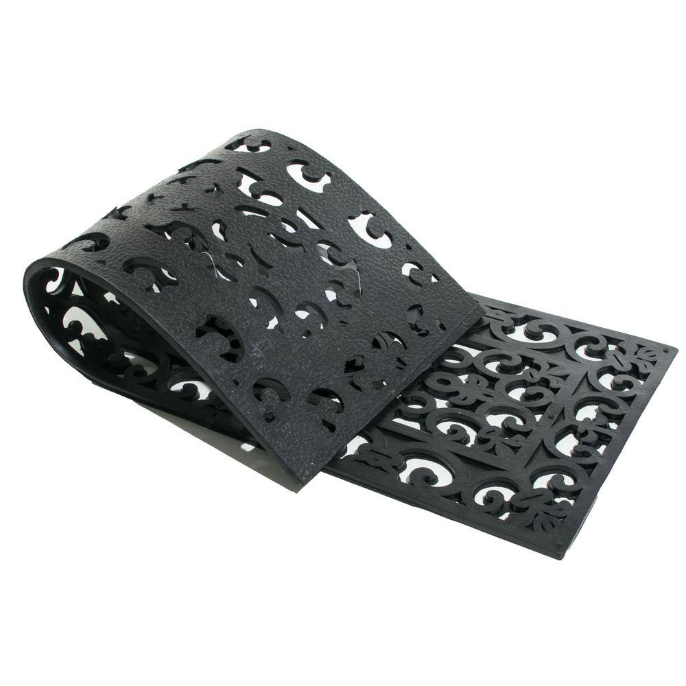 Black Rubber Wrought Iron Style Stair Mat, 9x30 Inch