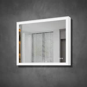 ERIC 40 in. W x 32 in. H Rectangular Aluminum Framed Anti-Fog Touch Sensor LED Wall Bathroom Vanity Mirror in White