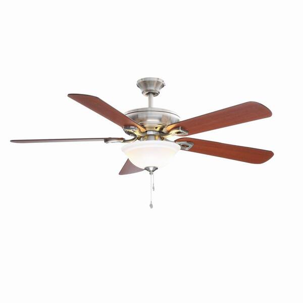 Hampton Bay Rothley 52 in. Indoor Brushed Nickel Ceiling Fan with Shatter Resistant Light Shade