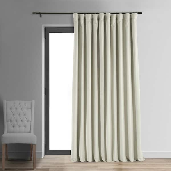 Exclusive Fabrics & Furnishings Warm Off White Extra Wide Velvet Rod Pocket Blackout Curtain - 100 in. W x 96 in. L (1 Panel)