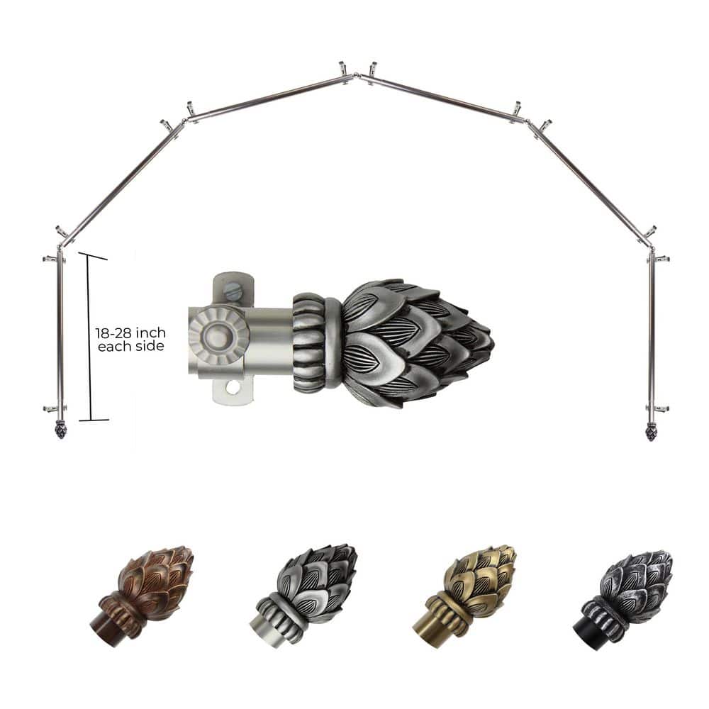 "13/16"" Bud 6-Sided Bay Window Curtain Rod (18-28 inch each side)-Satin Nickel" price history on PriceWatchPro