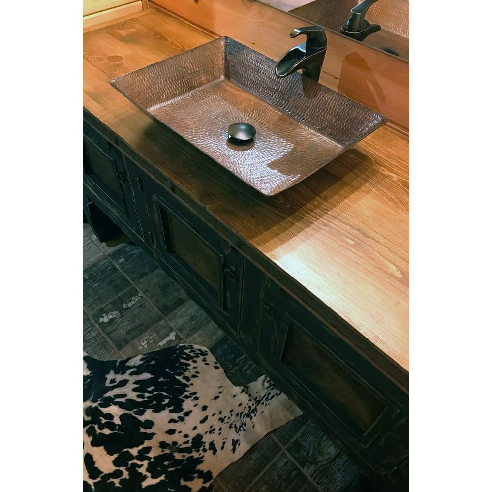 20" Hand Hammered Copper Rectangular Vessel Sink