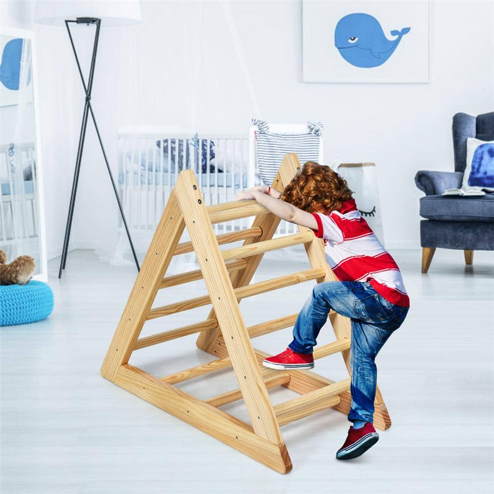Natural Pine Indoor Climbing Triangle Ladder for Toddlers