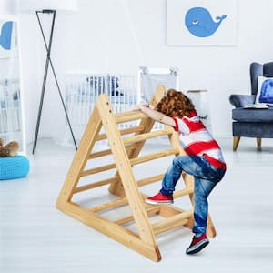 Natural Indoor Residential Wooden Climbing Pikler Triangle with Climbing Ladder For Toddler Step Training