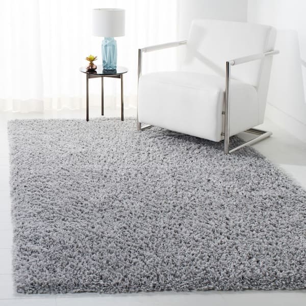 August Shag Silver 5 ft. x 5 ft. Solid Square Area Rug