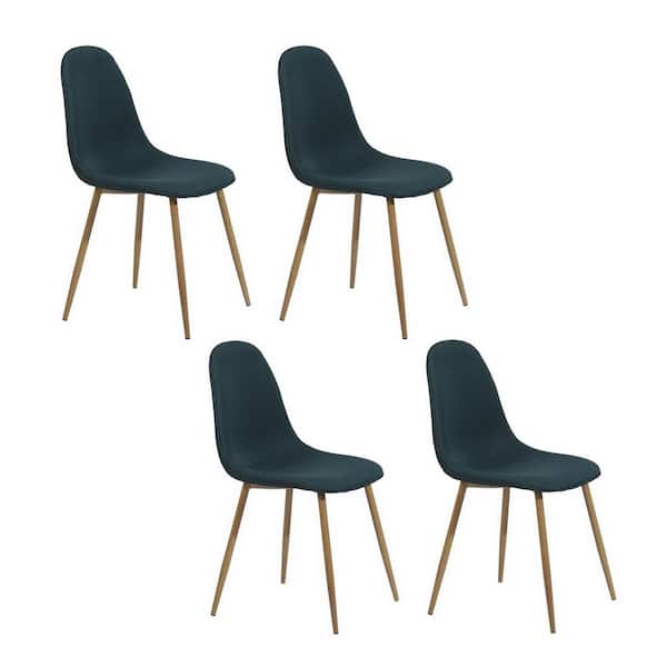 sumyeg Exquisite Blue Velvet Upholstered Leisure Accent Chairs Side Chair Kitchen Dining Chairs (Set of 4)