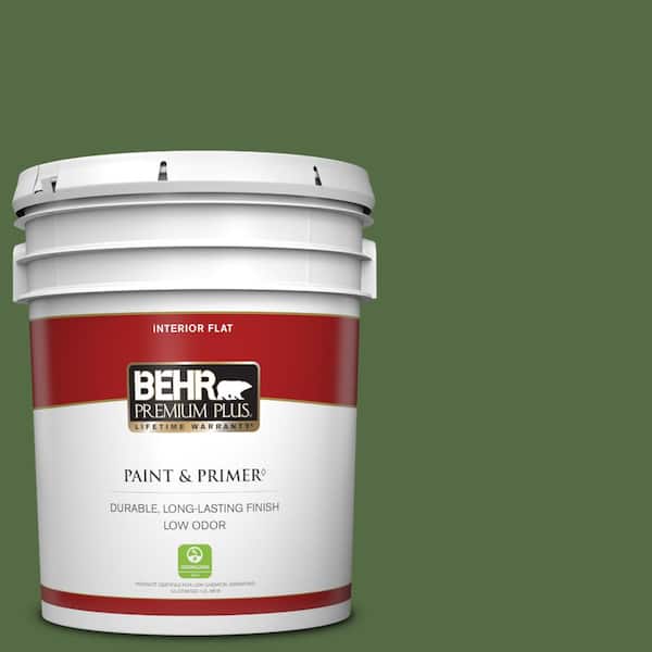 BEHR PREMIUM PLUS 5 gal. #430D-7 Pacific Pine Flat Low Odor Interior Paint & Primer