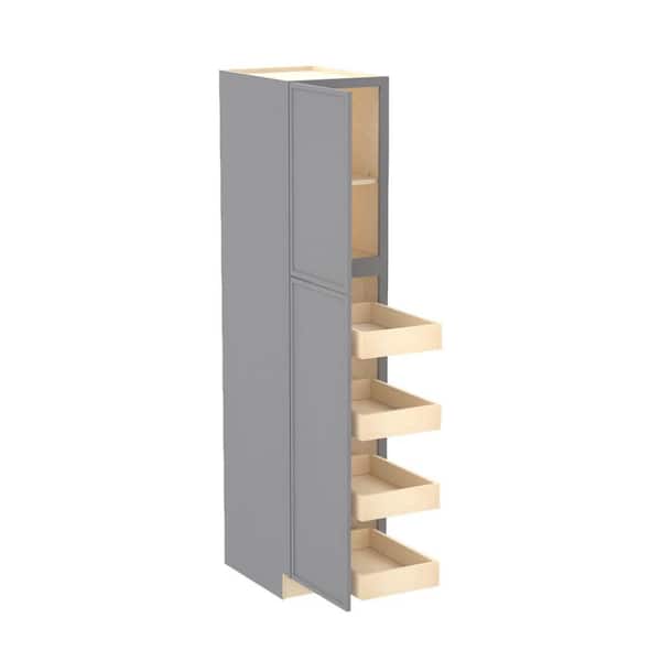 Franklin 18 in. W x 24 in. D x 84 in. H Assembled Plywood Pantry Kitchen Cabinet in Veiled Gray with 4ROT Soft Close LH
