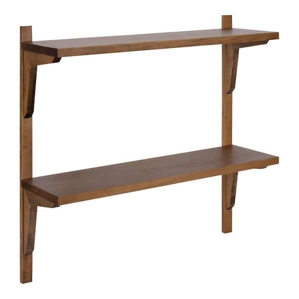 Kate and Laurel Meridien 8.00 in. x 24.00 in. Rustic Brown Wood Floating Decorative Wall Shelf