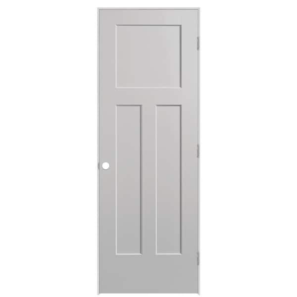 Masonite 28 in. x 80 in. 3-Panel Winslow Left-Hand Solid Core Silver Bullet Molded Composite Single Prehung Interior Door