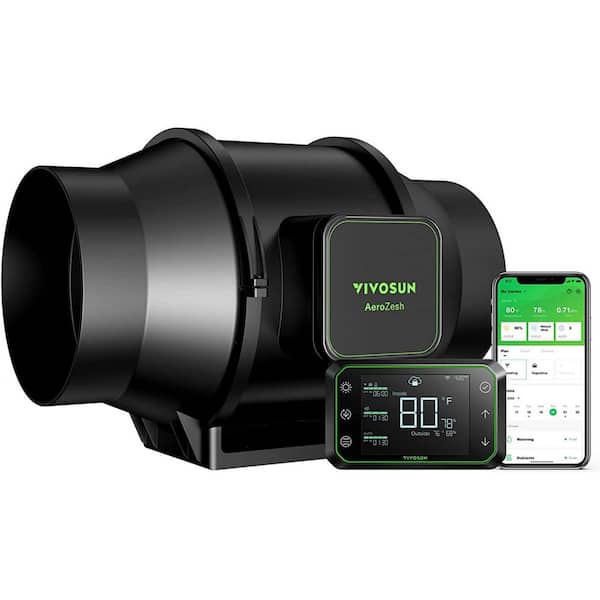 VIVOSUN AeroZesh 6 in. 405 CFM Inline Duct Fan with EC Motor and E42 WiFi-Controller for Grow Tents