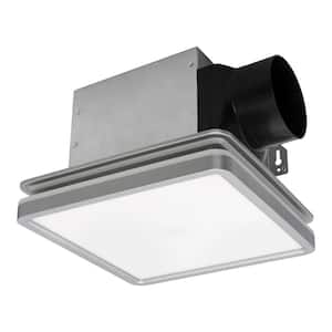 Bathroom Exhaust Fan with Light, Dimmable 3CCT LED Light with Night Light, 80 CFM, 2-Sones, Square, Silver