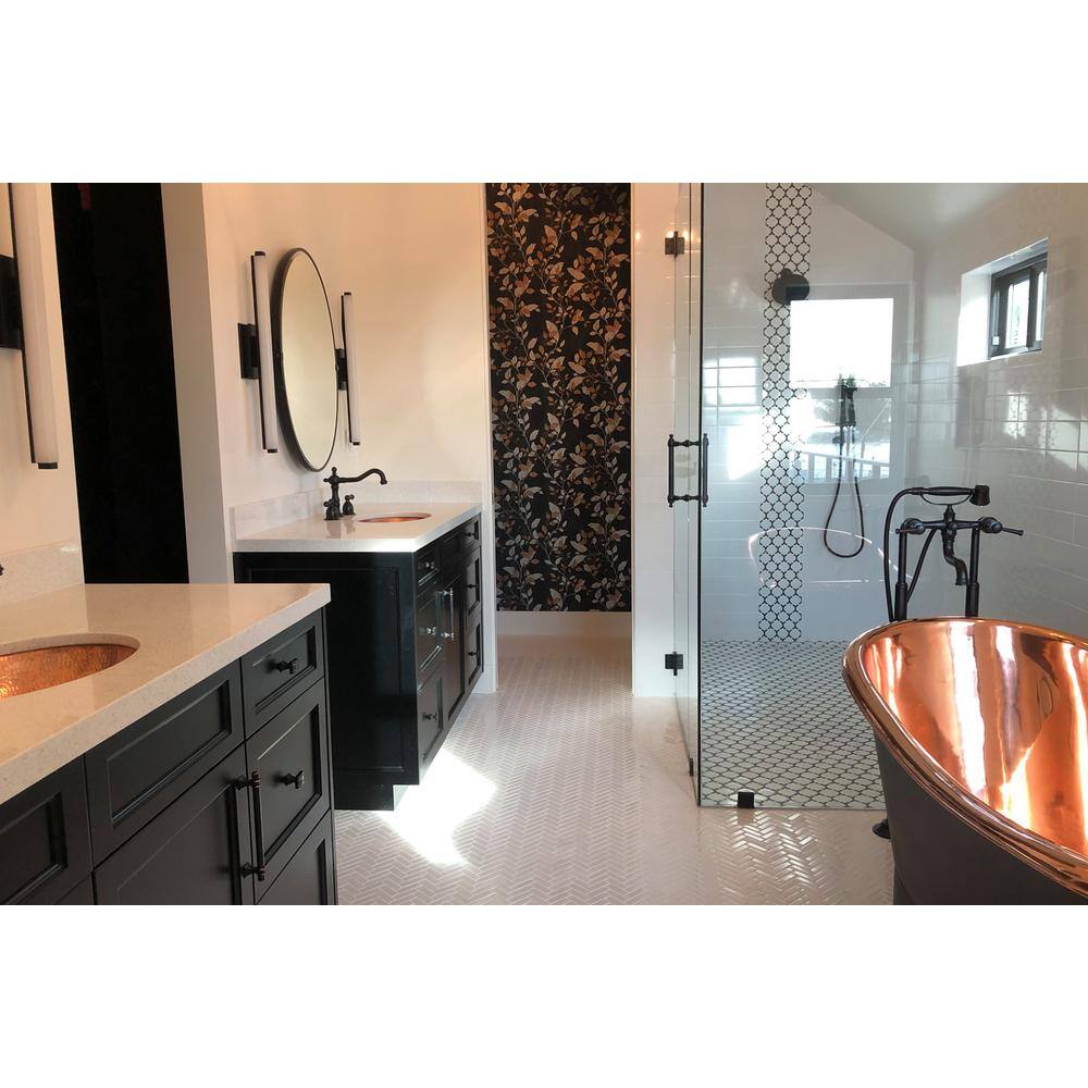 19" Oval Hand-Hammered Polished Copper Undermount Bathroom Sink