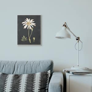 13 in. x19 in. "Botanical Drawing White Flower On Black Design"by Lettered and LinedWood Wall Art