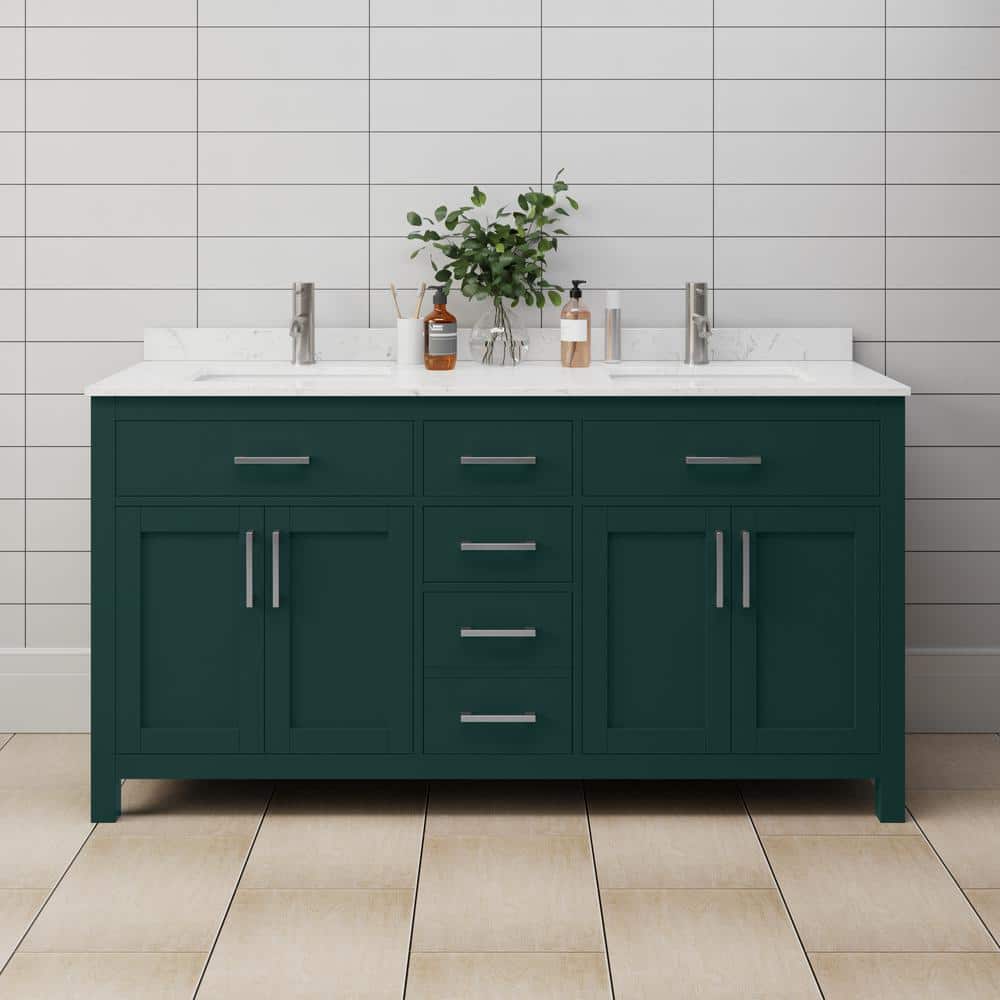 Beckett Green 66'' Freestanding Double Bathroom Vanity with Marble Top