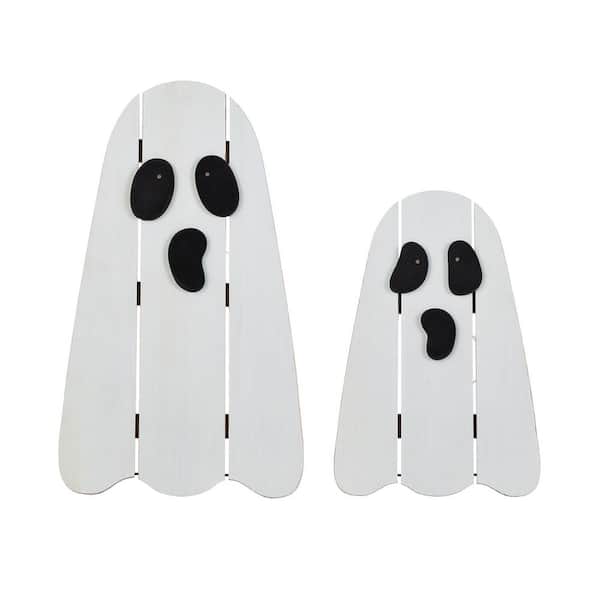 24 in. H Halloween Lighted Wood Ghost Porch Decor, Set of 2