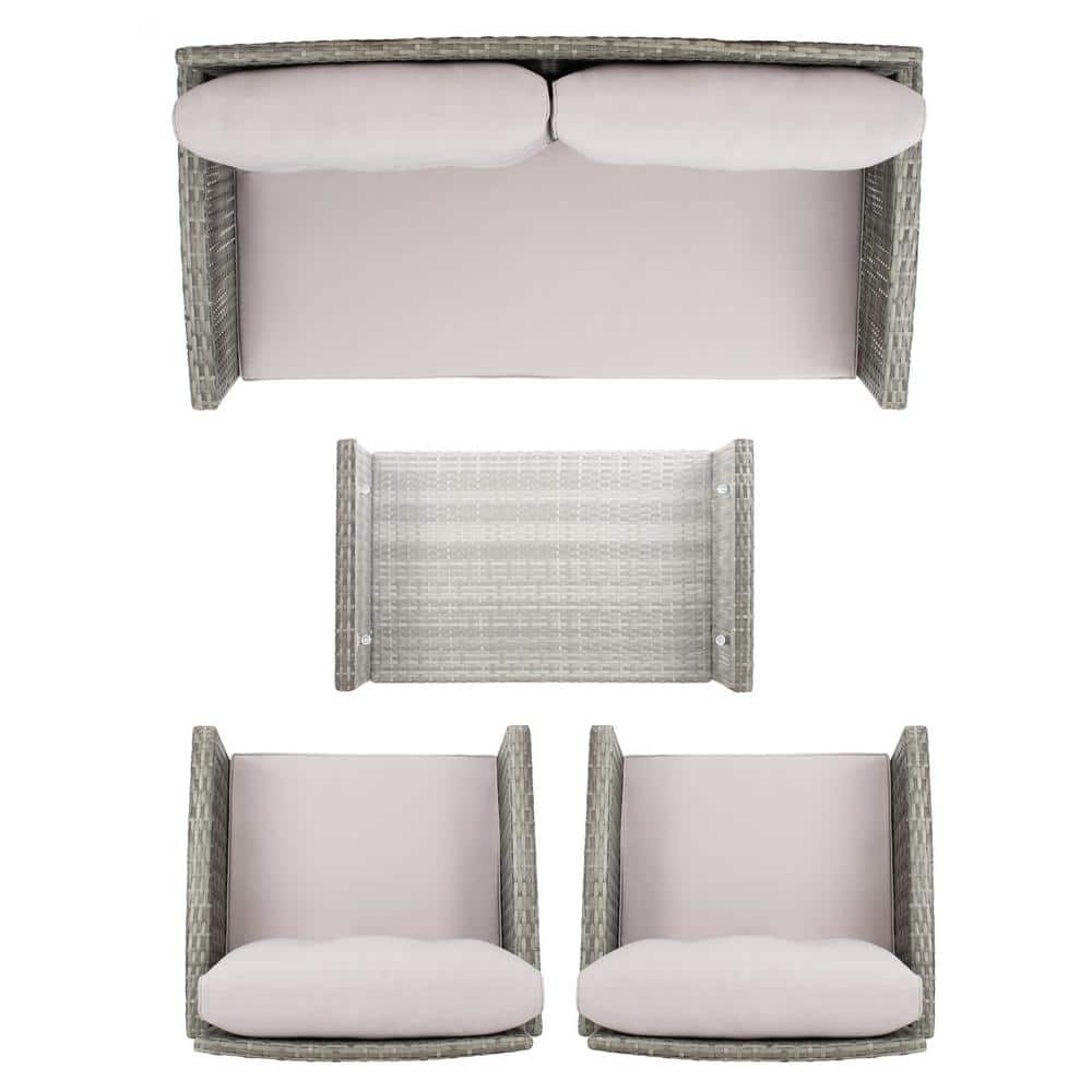 Vellor Gray Wicker 4-Piece Outdoor Patio Set with Cushions