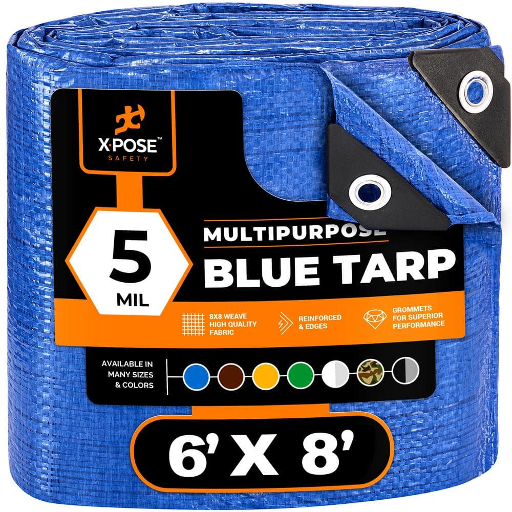 XPOSE SAFETY 5 mil 6 ft. W x 8 ft. L Better Blue General purpose Tarp ...