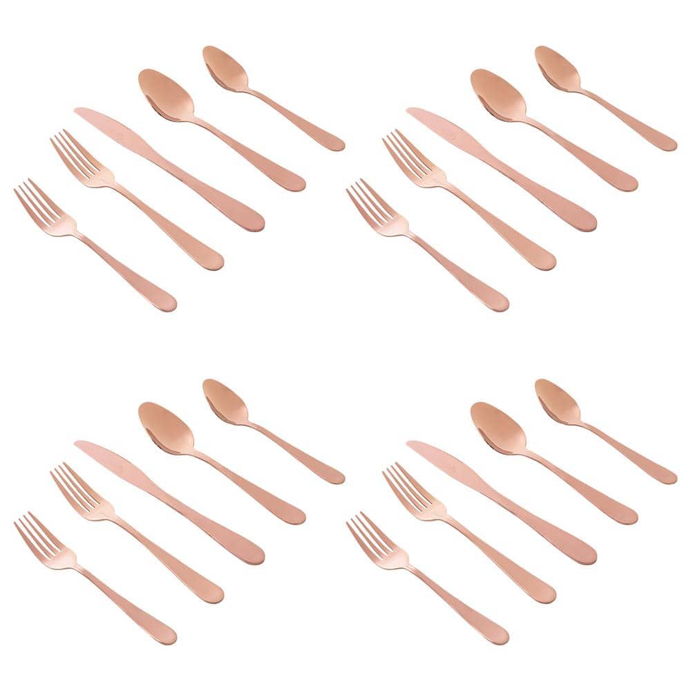 Rose Gold Stainless Steel 20-Piece Flatware Set for 4