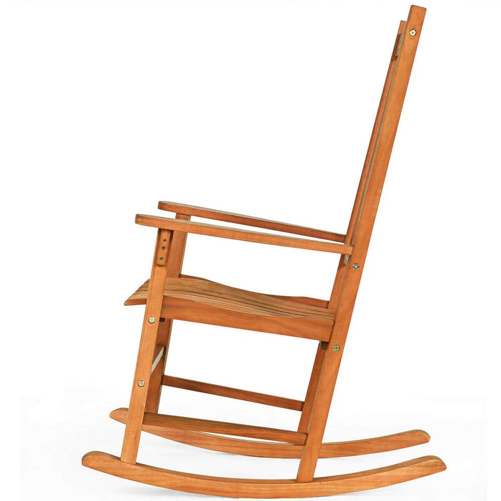 Natural Eucalyptus Wood Outdoor Rocking Chair with Arms