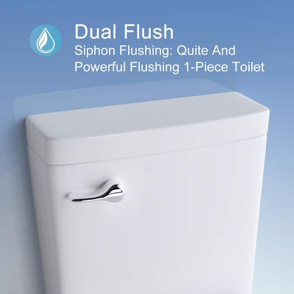 One-Piece 1.6 GPF Dual Flush Elongated Toilet in White, Seat Included  YTW124377192 - The Home Depot