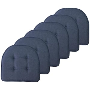 Denim, Solid U-Shape Memory Foam 17 in. x 16 in. Non-Slip Indoor/Outdoor Chair Seat Cushion (6-Pack)