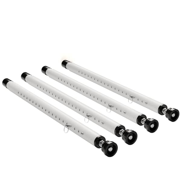 4-Pack 17 in. to 50 in. Adjustable Metal White Sliding Door and Window Security Bars, High Security, Easy to Install