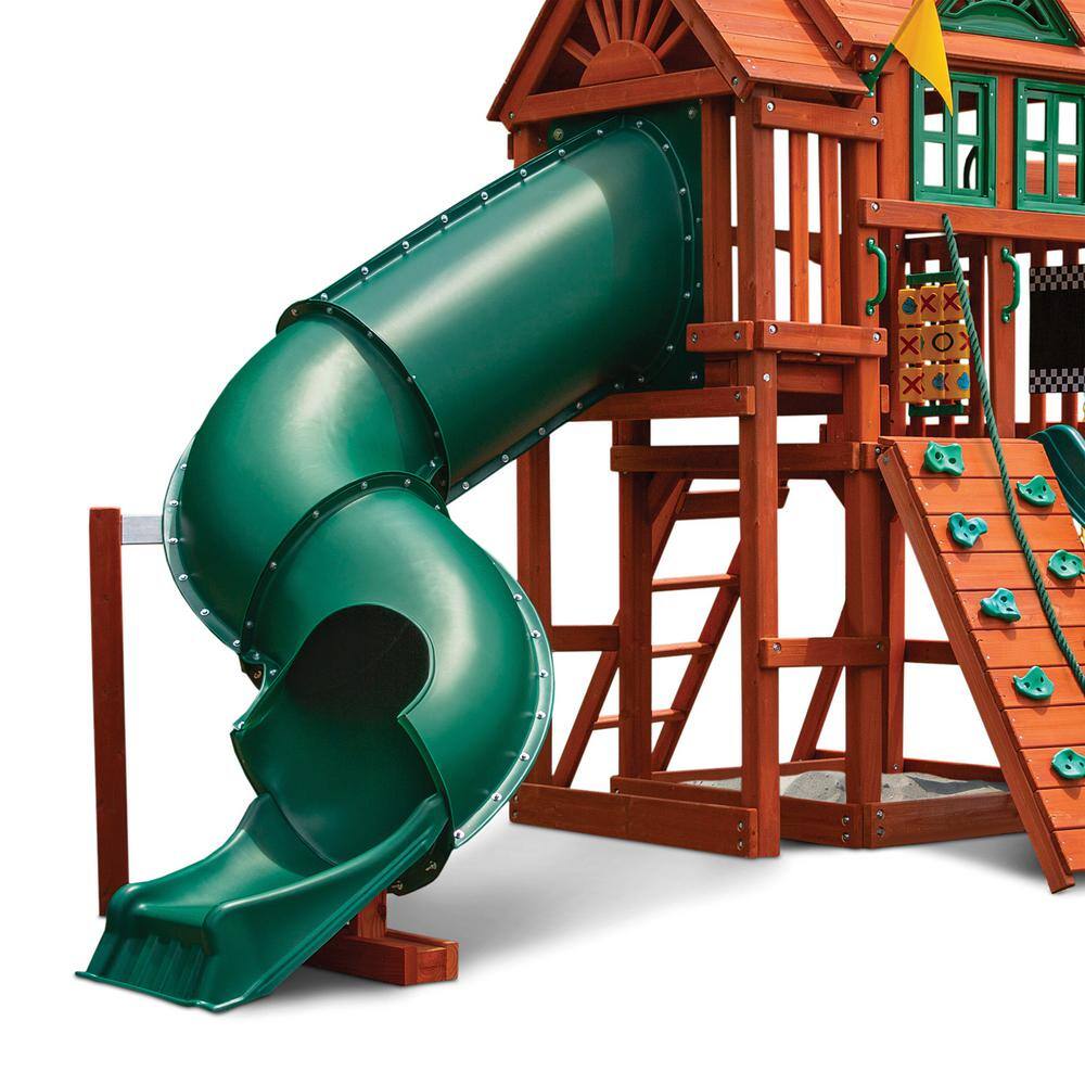 Green Plastic Tunnel Twister Slide for 5-Foot Deck Heights