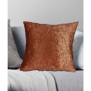 Milan Crushed Velvet Decorative Pillow 18 in. x 18 in. Brick Red