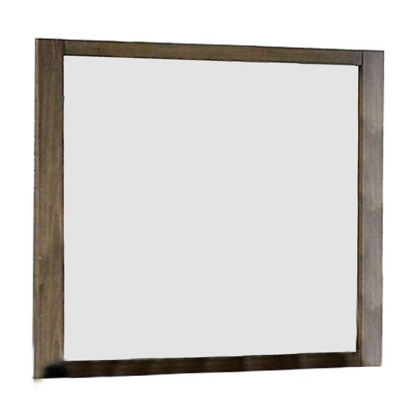 Benjara 36 in. x 1 in. Modern Style Brown Rectangle Shape Wooden Framed Decorative Mirror
