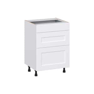 Wallace Painted Warm White Shaker Assembled 24 in. W x 34.5 in. H x 21 in. D Vanity 3 Drawers Base Kitchen Cabinet