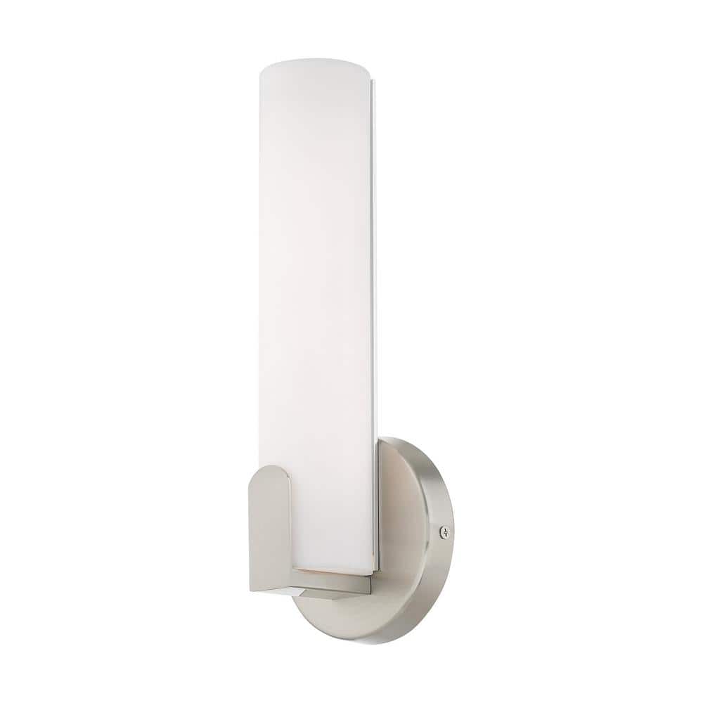 Lund 10W LED Brushed Nickel Wall Sconce with Satin White Shade