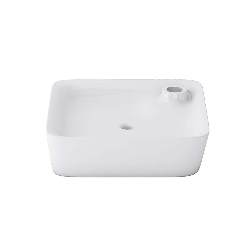 Altair 17'' White Ceramic Square Bathroom Sink with Overflow