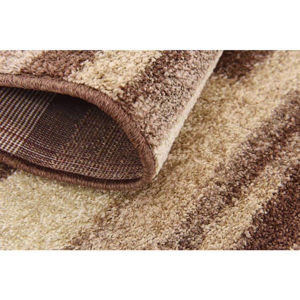 Equinox Harvest Beige & Dark Brown Geometric Area Rug 5' x 8'